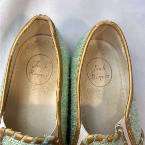 Jack Rogers Women's Mint Green & Gold Slip-On Sneakers, Size 7.5M, **READ** - Picture 2 of 14